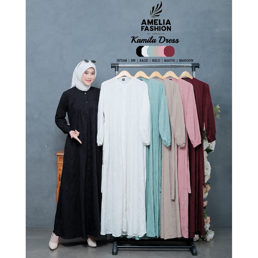 KAMILA DRESS//GAMIS LINEN BORDIR//GAMIS BESTSELLER//GAMIS AMELIA FASHION