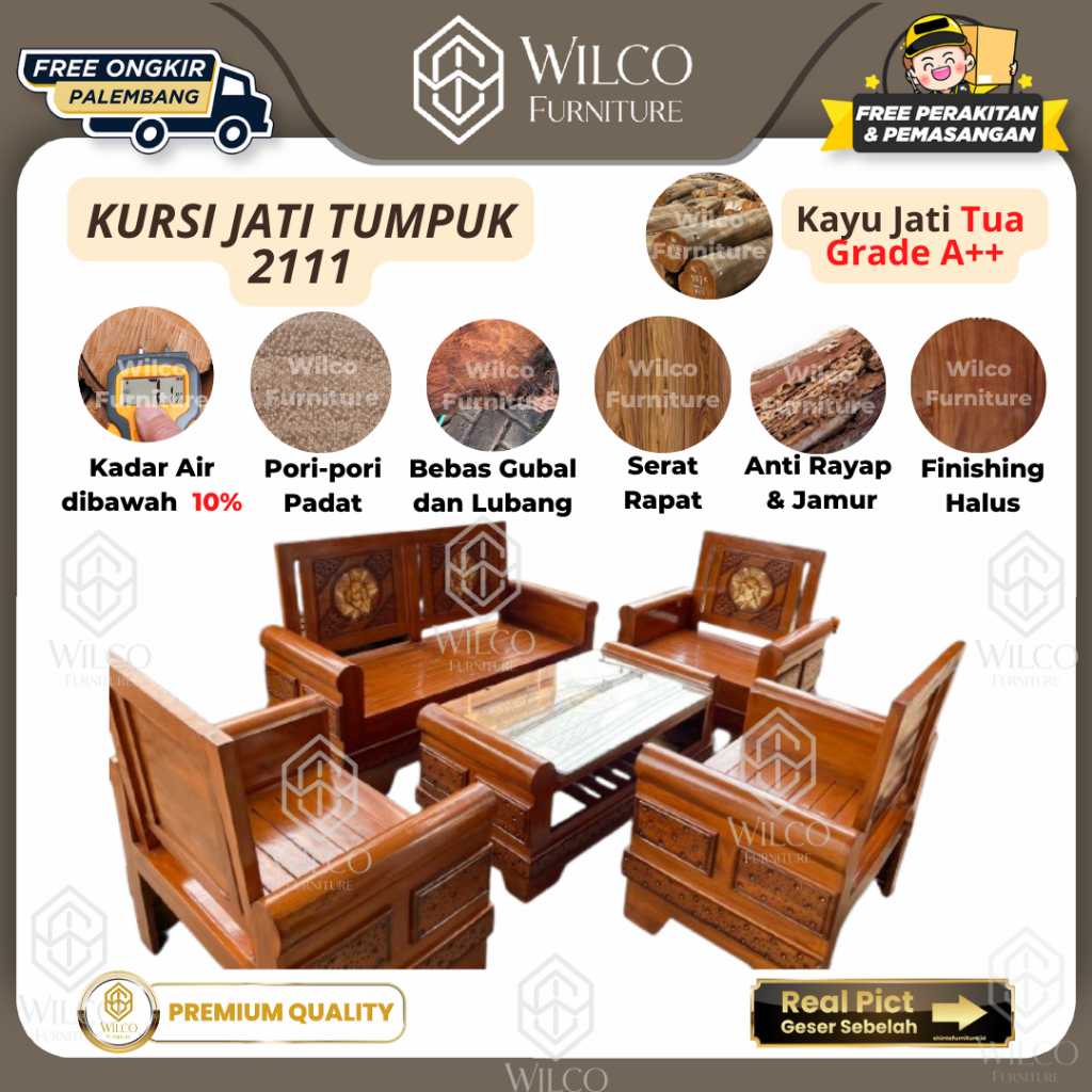 Kursi Tamu Jati Tumpuk 2111 JATIRA  | Sofa Tamu Tangan Tumpuk Jepara | Kursi Ruangan Tamu Minimalis 