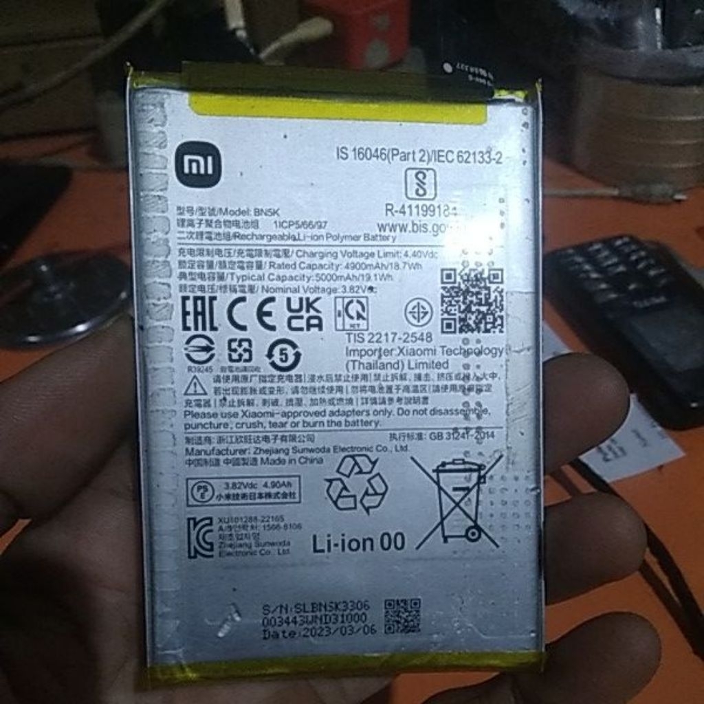 baterai batre BN5K redmi 12c bekas ori copotan