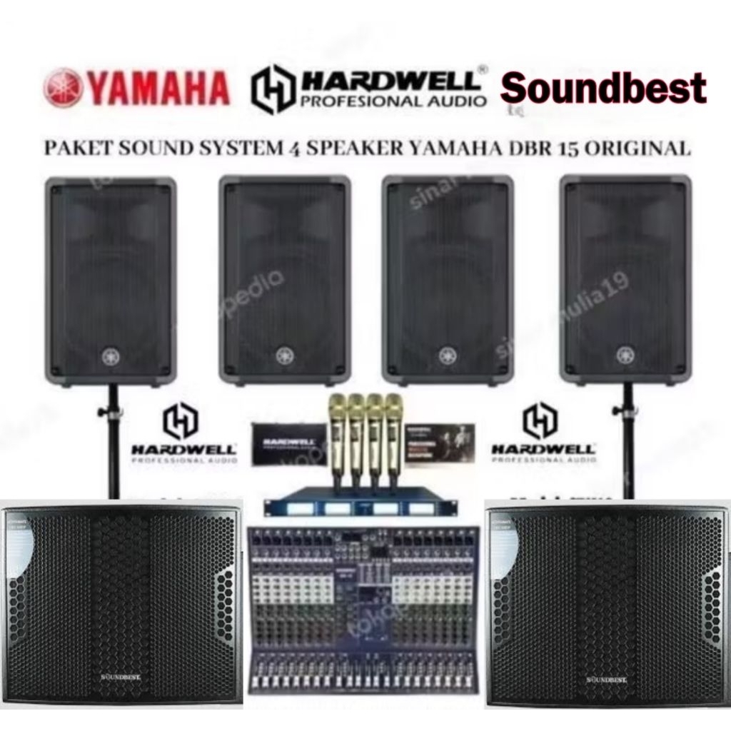 PAKET SOUND SYSTEM YAMAHA DBR 15 PLUS SUBWOOFER SOUNDBEST 18 INCH FULL SET SIAP PAKAI