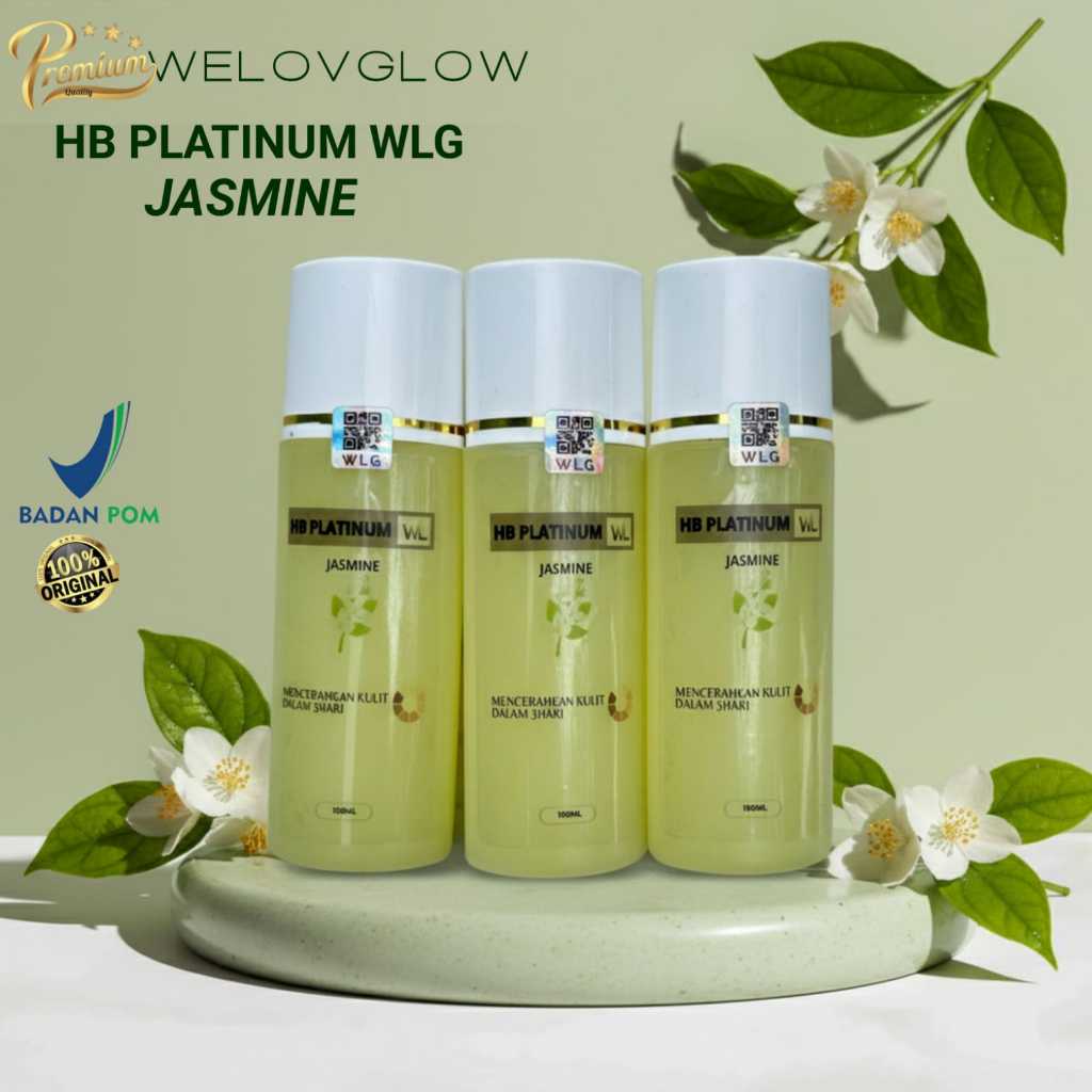 Paket 3 Botol HB Platinum WLG Original BPOM HB Dosting Pemutih Badan Anggur Jasmine & Greentea