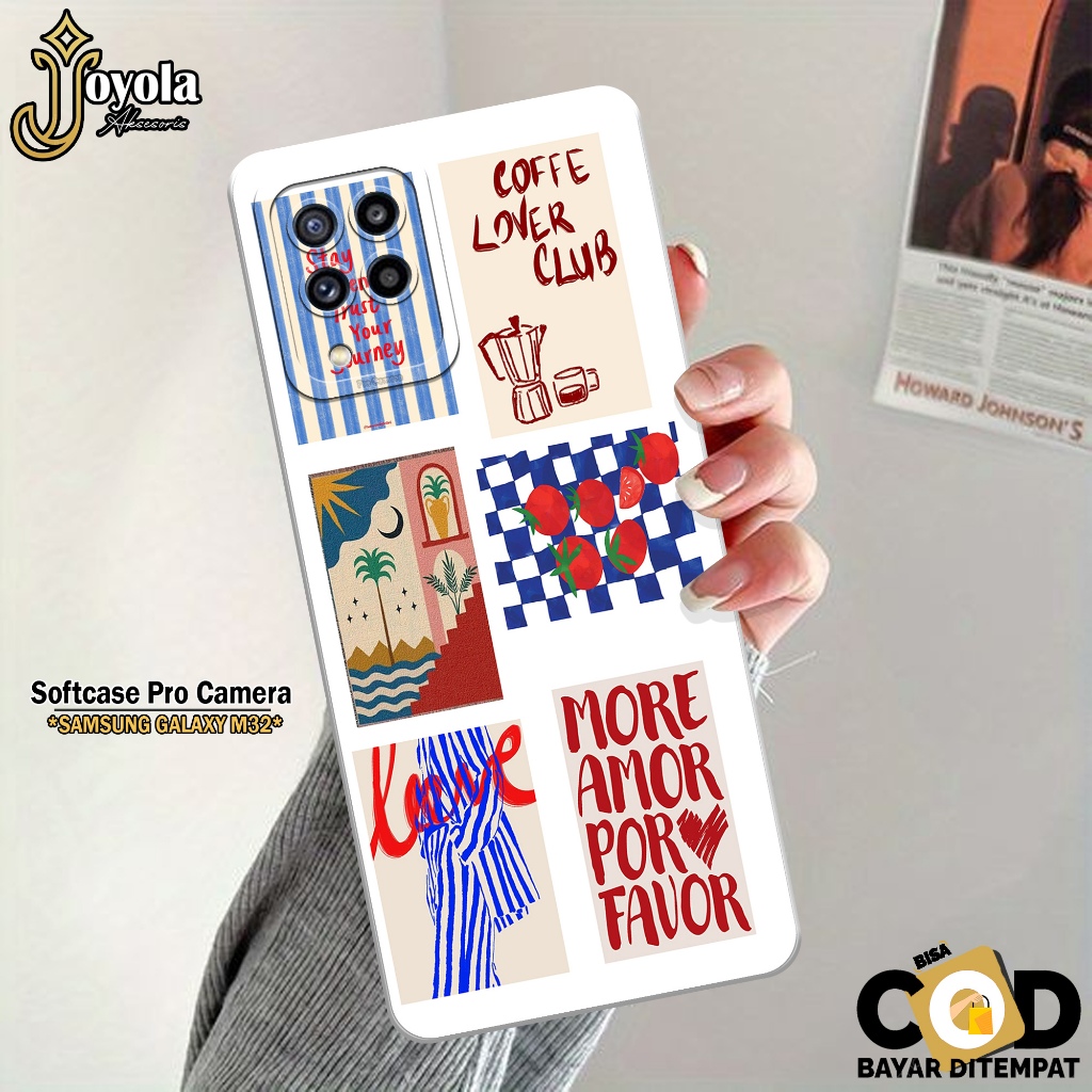 JOYOLA Case Samsung Galaxy M32 - Fashion Case Aesthetic - Softcase Samsung Galaxy M32 - Pro Camera -