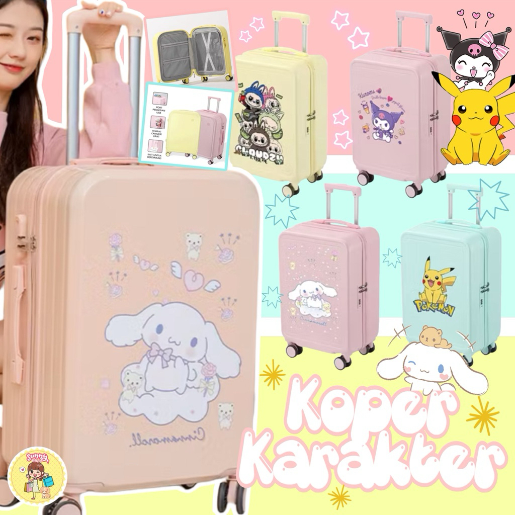 Koper Anak Kabin 20inch/Koper 18inc Stroller/ Suitcase Travel Luggage 22inch/Tas Koper 24inc pokemon