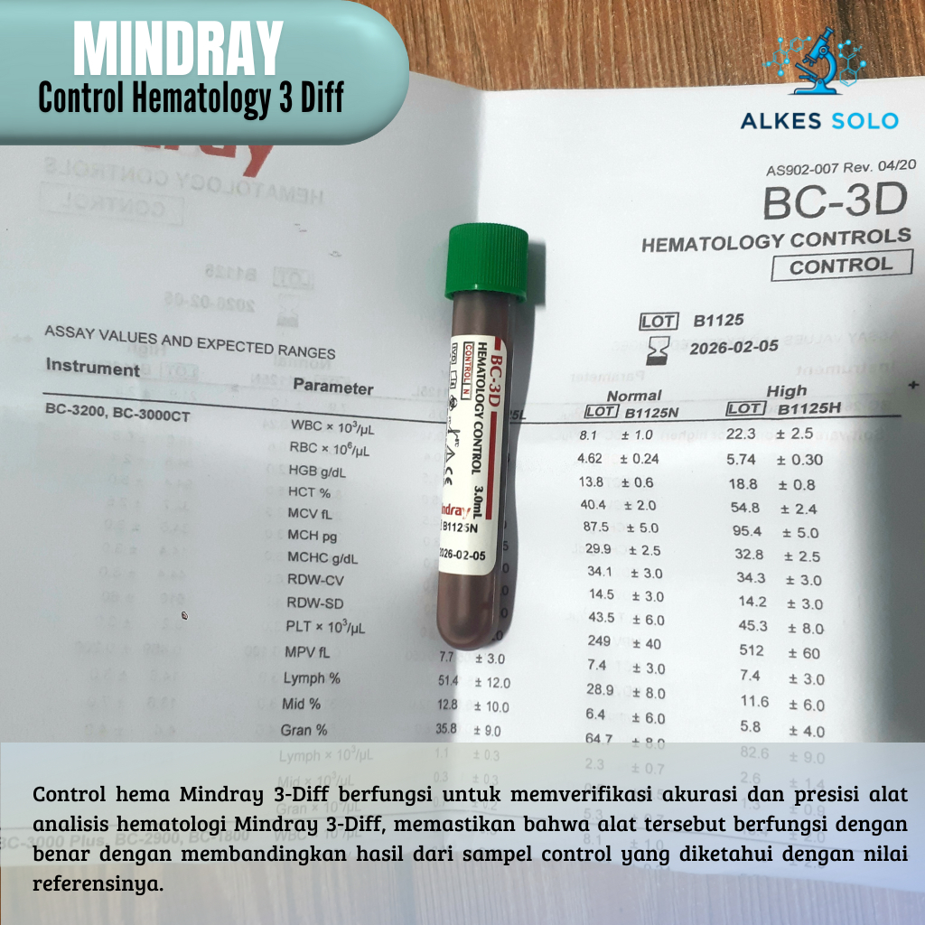 KONTROL HEMATOLOGY MINDRAY BC-3D NORMAL 3ml | MINDRAY