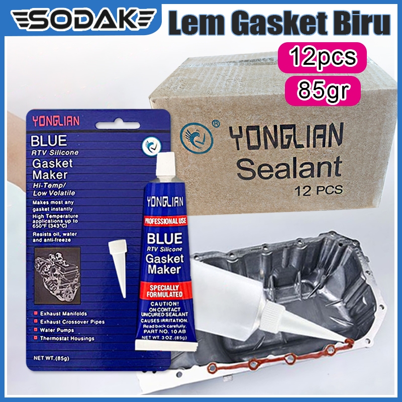 12pcs Blue Lem Gasket Tahan Panas / Lem Perpak Mesin Motor Autosealer / Lem Paking Biru