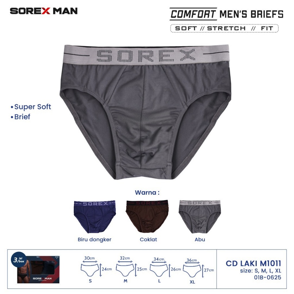 (2 & 3pcs) Cd Pria Sorex M 1011 , 3010 Polos Karet Besar | Cd Cowok Dewasa |kzfc