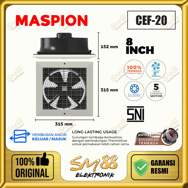 MASPION CEF-20 Exhaust / Hexos Plafon 8 Inch Original Garansi Resmi