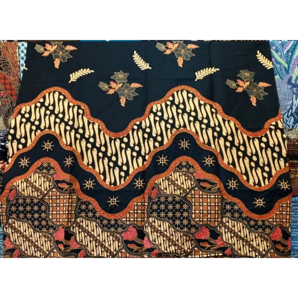 Kain Batik Solo Katun Cabut Premium  Motif Parang Barong Hitam