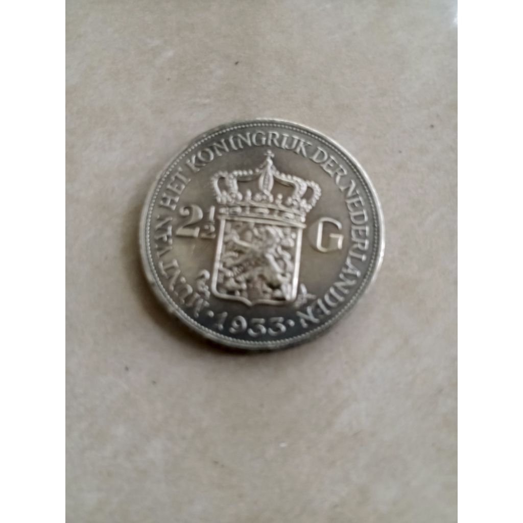 coin kuno Wilhelmina 2,5 gulden 1933.