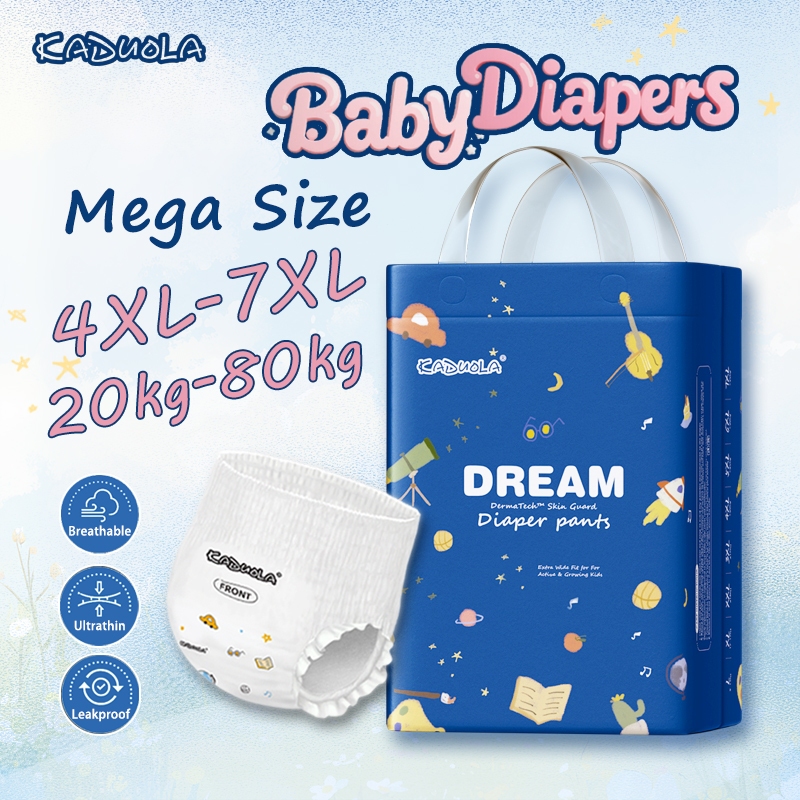 Kaduola Popok Bayi, Ukuran 4XL-7XL Kering & Lembut, Daya Serap Tinggi, Bernapas Nyaman,Aman untuk Pe