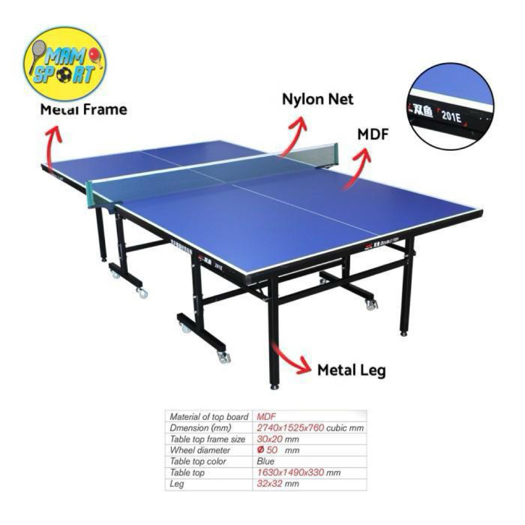 Meja Pingpong Tenis Meja DOUBLE FISH 201E-1 15MM Original Import