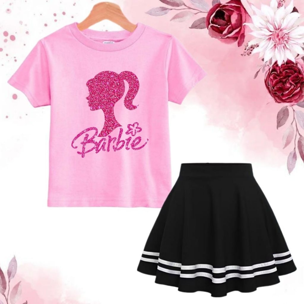 Setelan rok anak perempuan/Setelan rok scuba anak perempuan/BARBIE