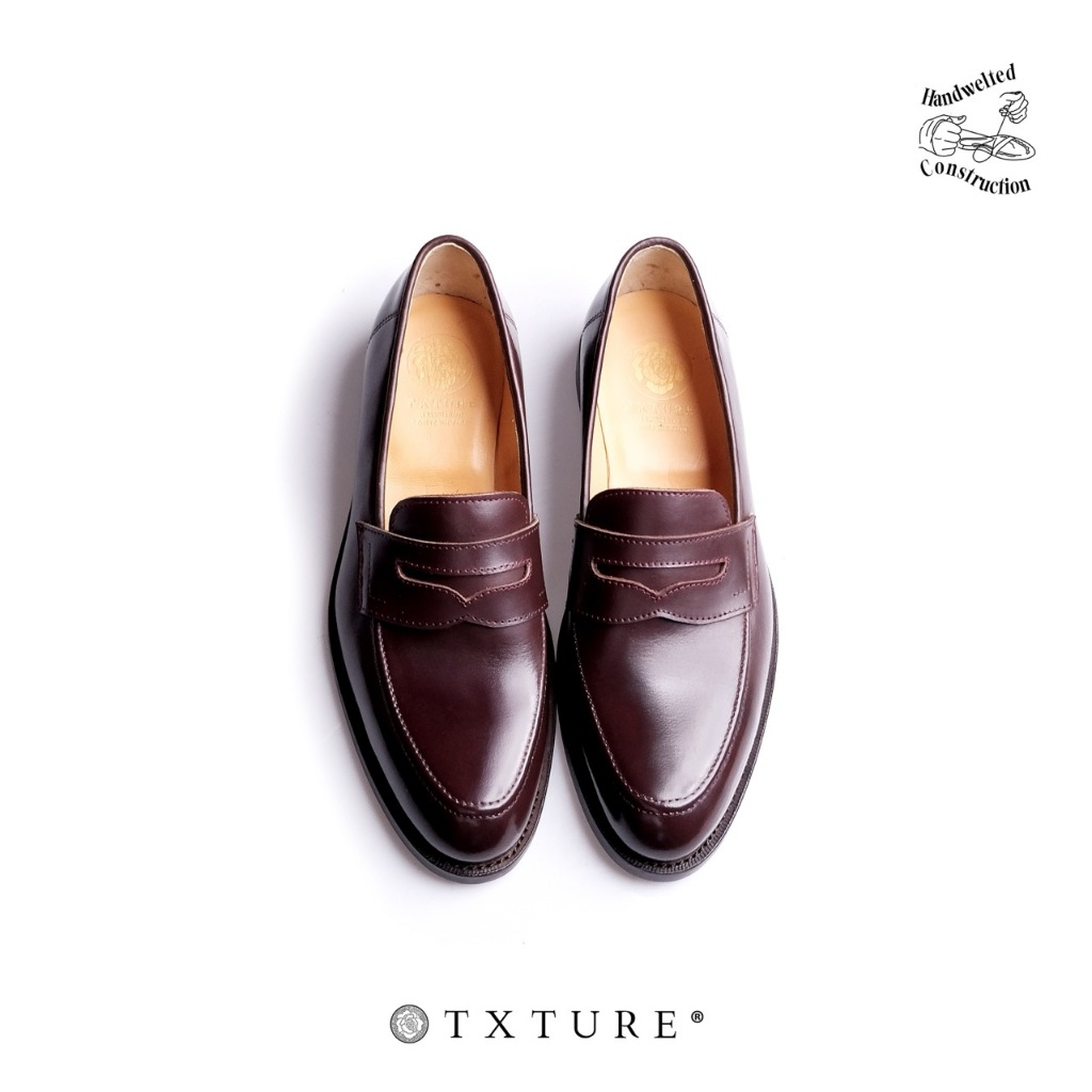 TXTURE — Penny Loafers Shoes — Burgundy — Handwelted Leather Shoes Men and Women