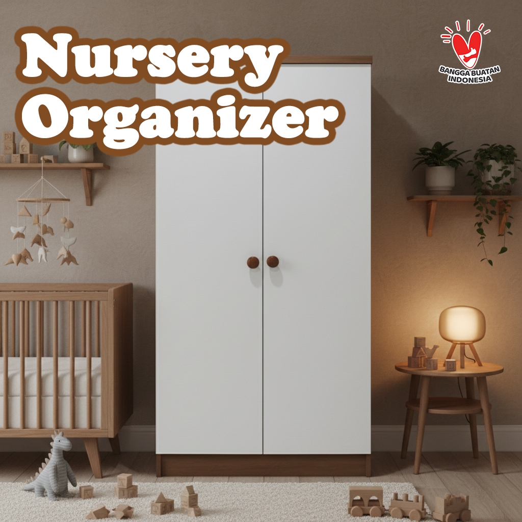 Casaloma Furniture Lemari 2 Pintu Anak Modern Minimalis Aesthetic Lemari Kecil Bayi Balita Putih