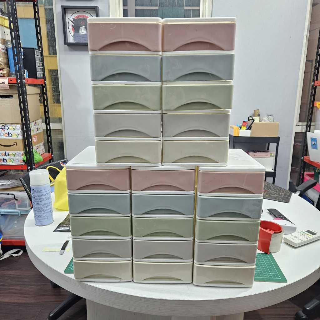 Oxihom Laci Plastik Susun Lemari Plastik Drawer Storage Cabinet (BEKAS/USED)