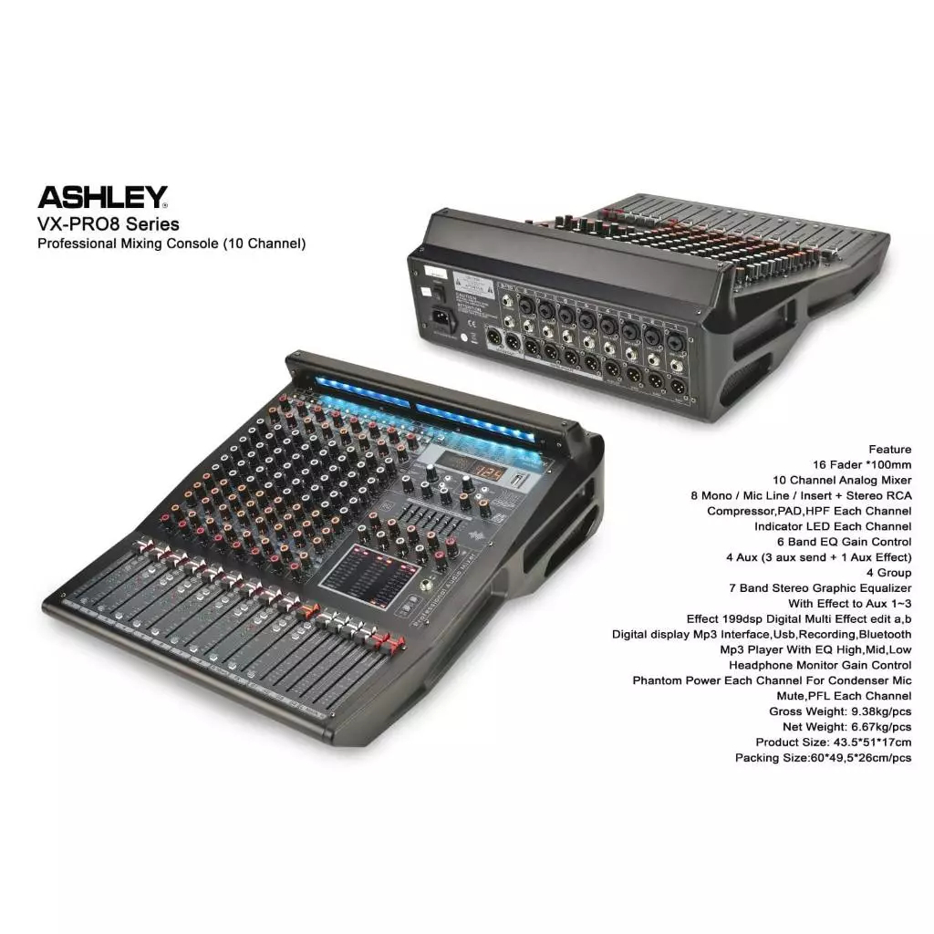MIXER AUDIO ASHLEY VXPRO8 / Mixer Ashley VX Pro 8
