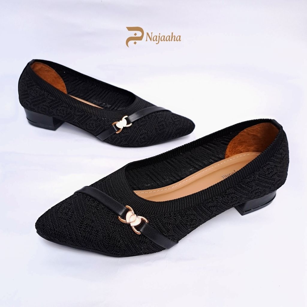 SEPATU HAK RAJUT IMPORT SOL KARET | PANTOFEL RAJUT SEPATU WANITA