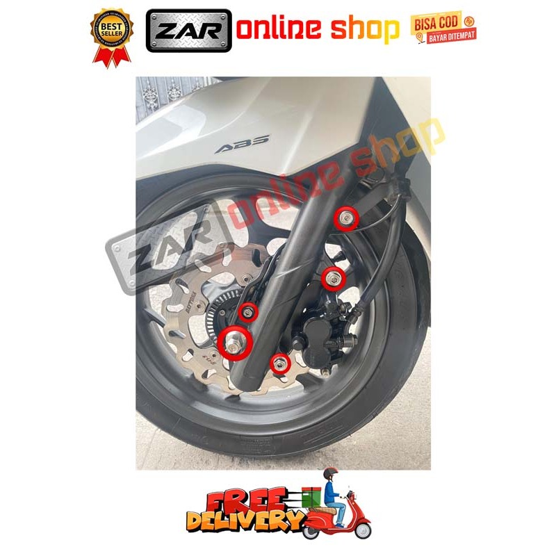BREKET + REM + ABS + AS RODA KALIPER DEPAN ( 5 BAUT ) PCX 160 STYLO VARIO 160 PCX 150 LOKAL ADV ABS 