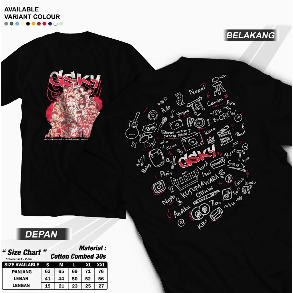 Terbaru Kaos GSKY GWSM Kusumawara Y2K Crew Srotop TV T-Shirt Merchandise Original Garuda Wisnu