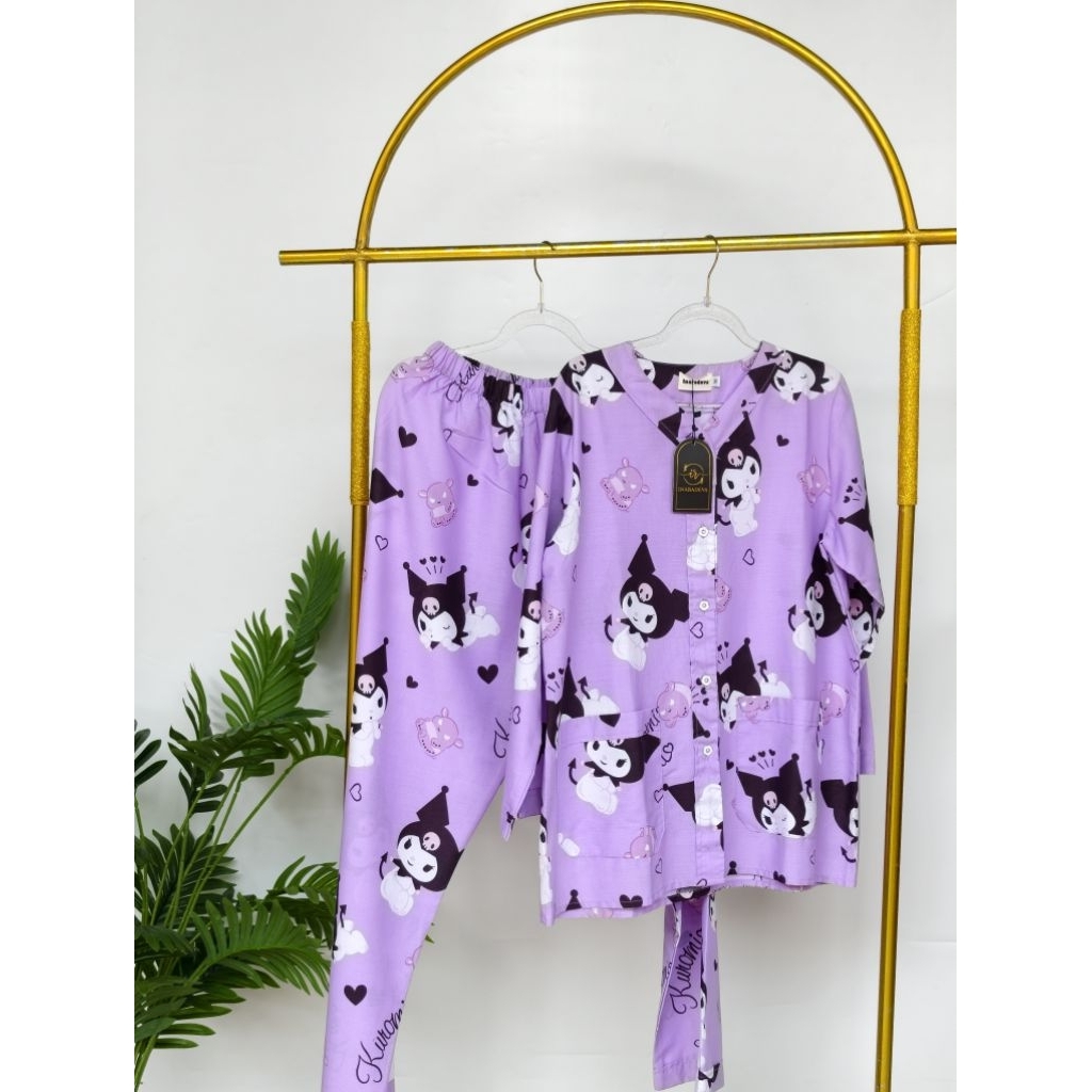 Sleepwear Piyama Tidur Set Lengan Panjang Piyama Hijabers Baju Tidur Couple