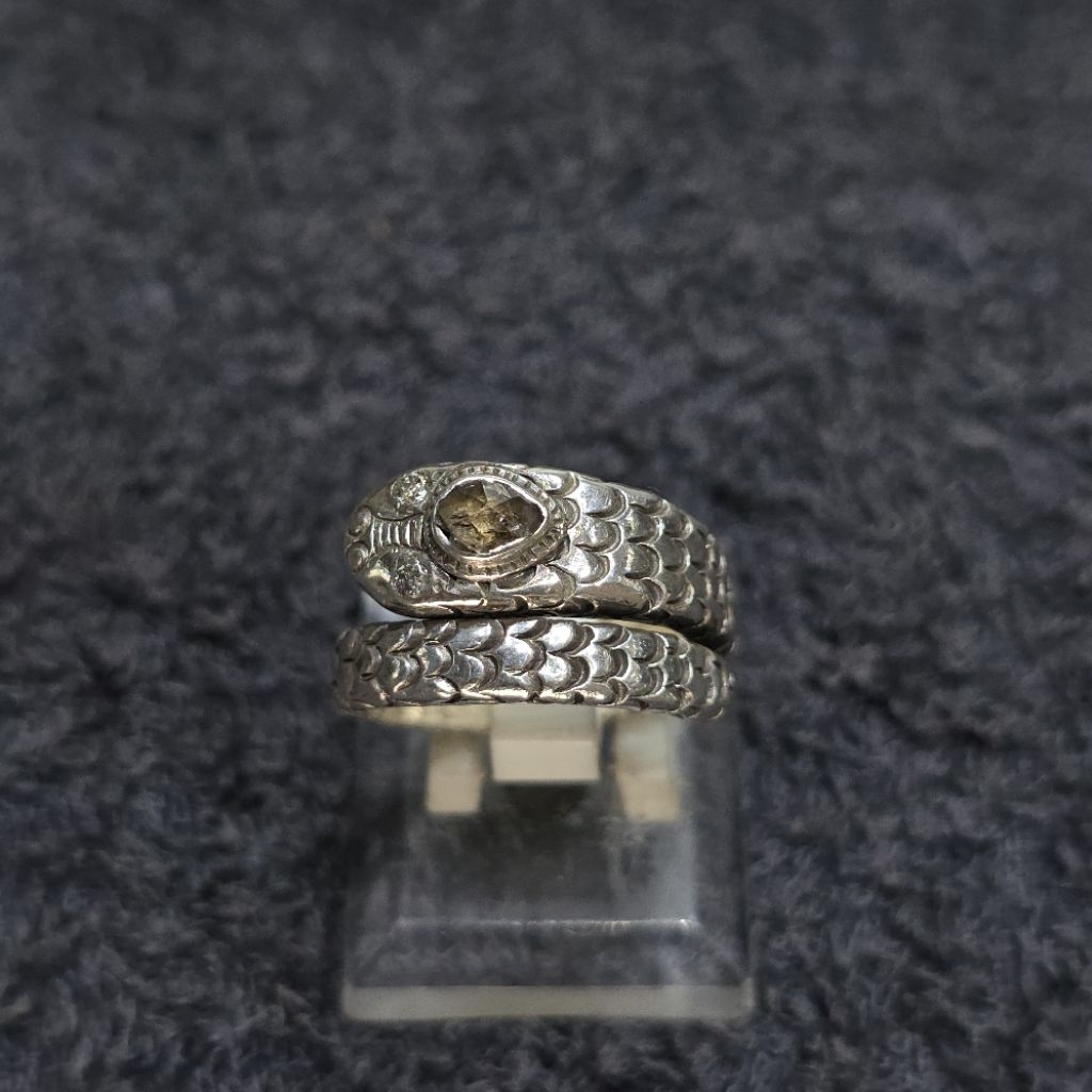 cincin ulan ulan perak intan lawasan kuno antik model ular