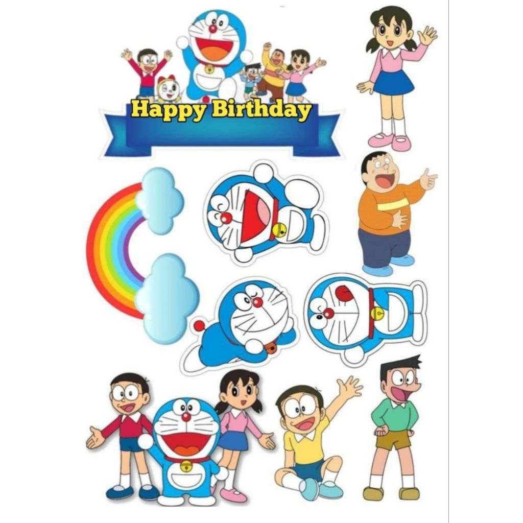 Topper Cake DORAEMON Free Custom Nama/Hiasan Kue Ultah DORAEMON