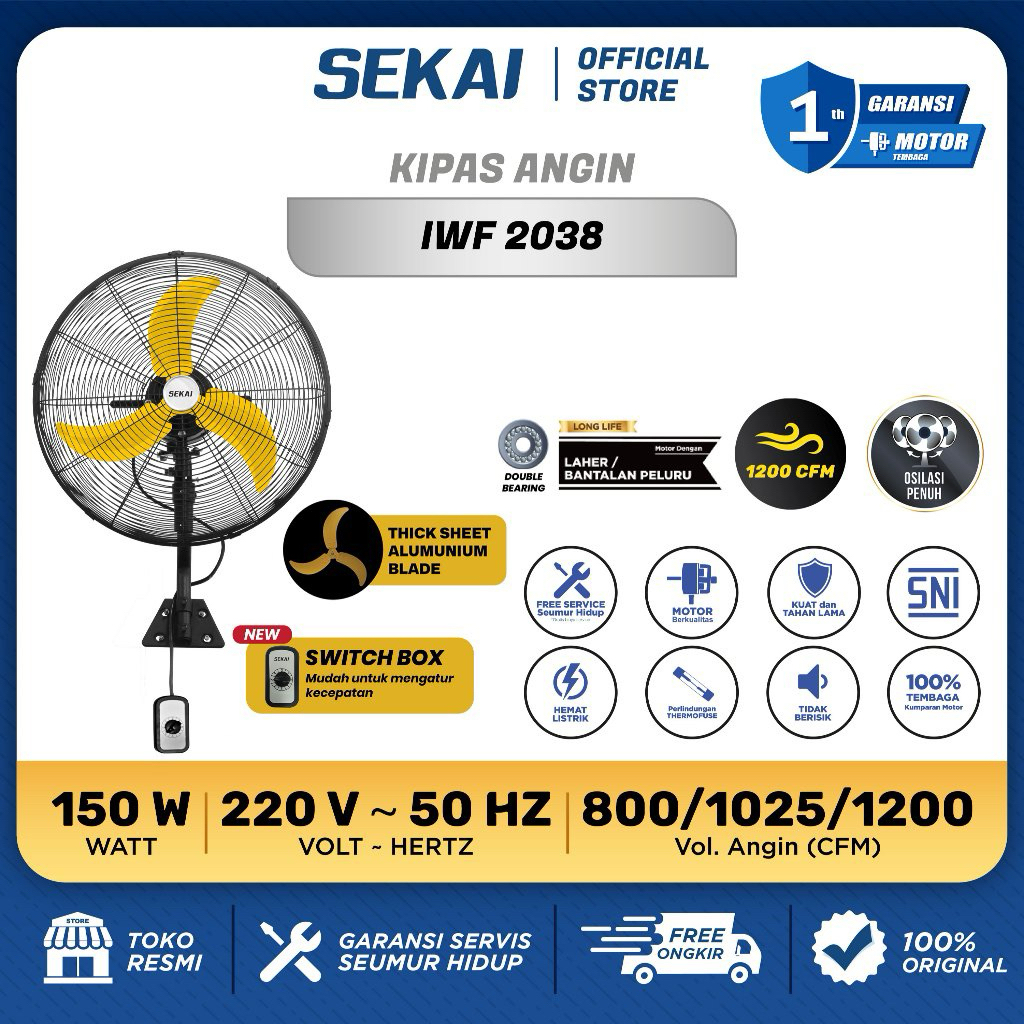Kipas angin dinding industrial sekai IWF2038   20inch
