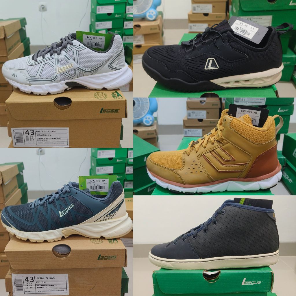 Sepatu League Legas Aquanos Sigli Running Shoes Cowo Cewe Strakto Evo Sneakers Pria Wanita Taka Leat