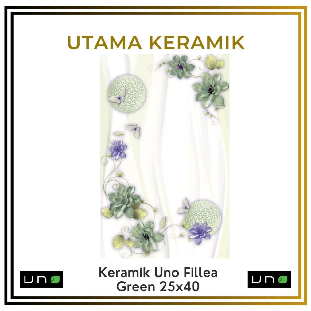 Keramik Uno 25x40 Fillea Green - Keramik Dinding Hijau Motif Bunga