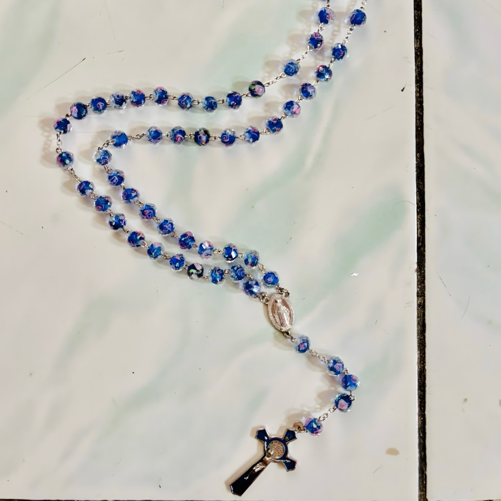 Rosario Katolik Kristal Motif Bunga