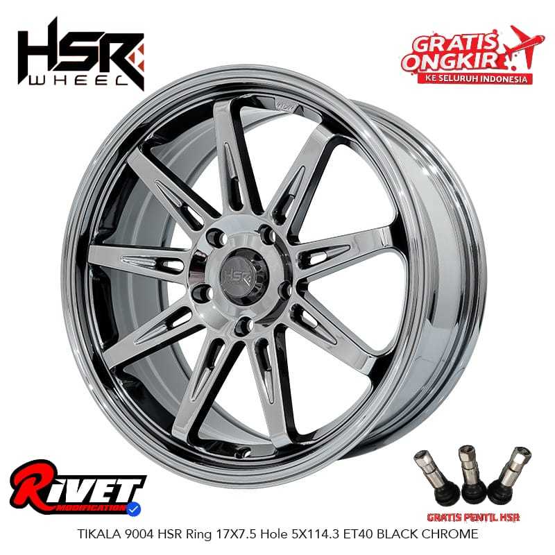 VELG MOBIL XL7 XPANDER RUSH TERIOS Dll PELEK HSR RING 17 PCD 5X114,3 BLACK CHROME VELG HSR RING 17