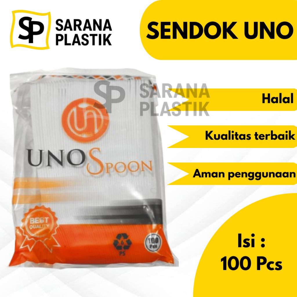 Sendok Plastik UNO / Sendok Makan Putih Susu UNO| Isi 100 Pcs