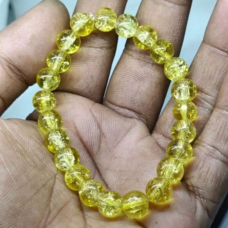Batu Yellow Citrine , Serat Pecah Seribu 8 mm