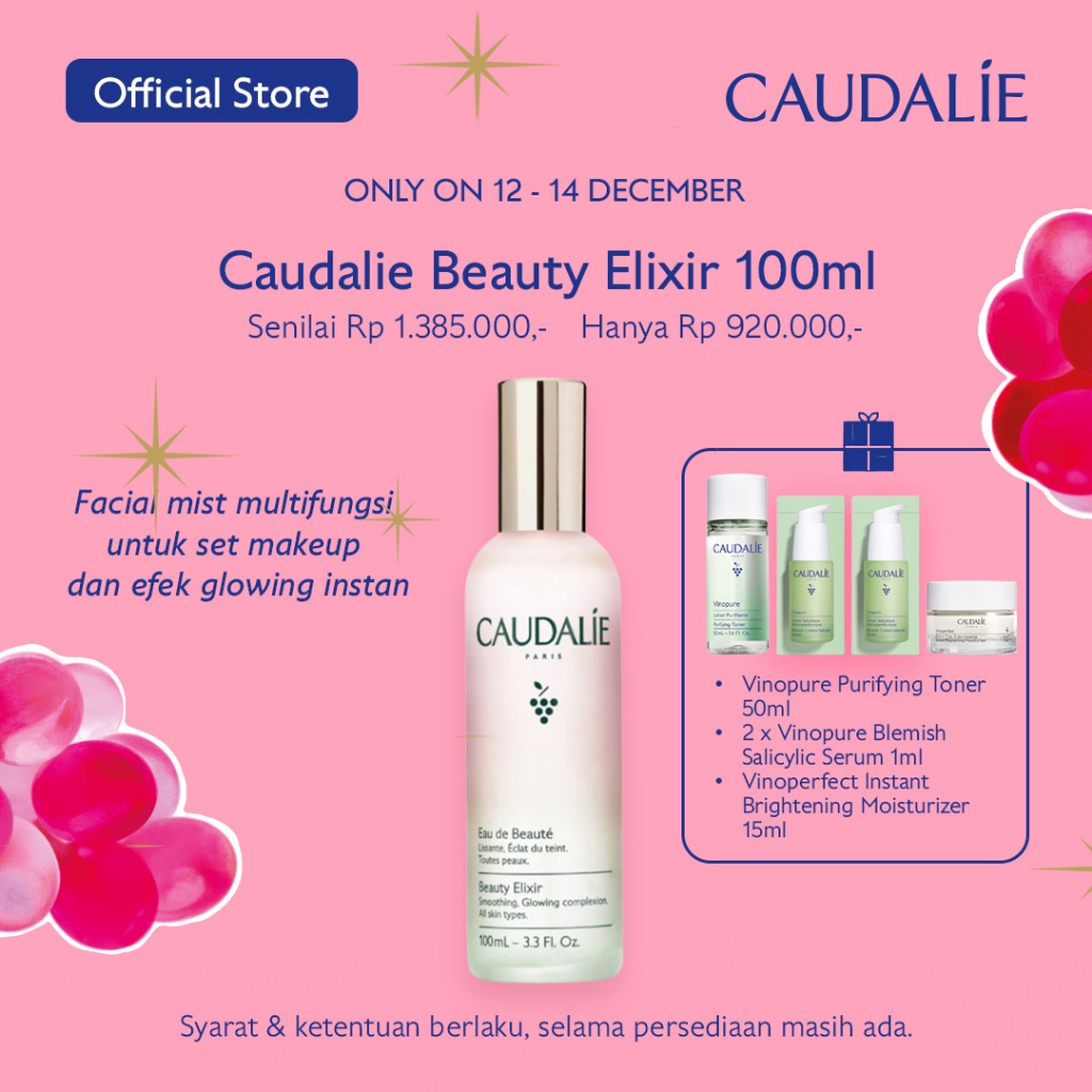 [Hanya 12-14 Dec] Caudalie Beauty Elixir 100ml | Face Mist | Prep Skin, Set Makeup, Glow