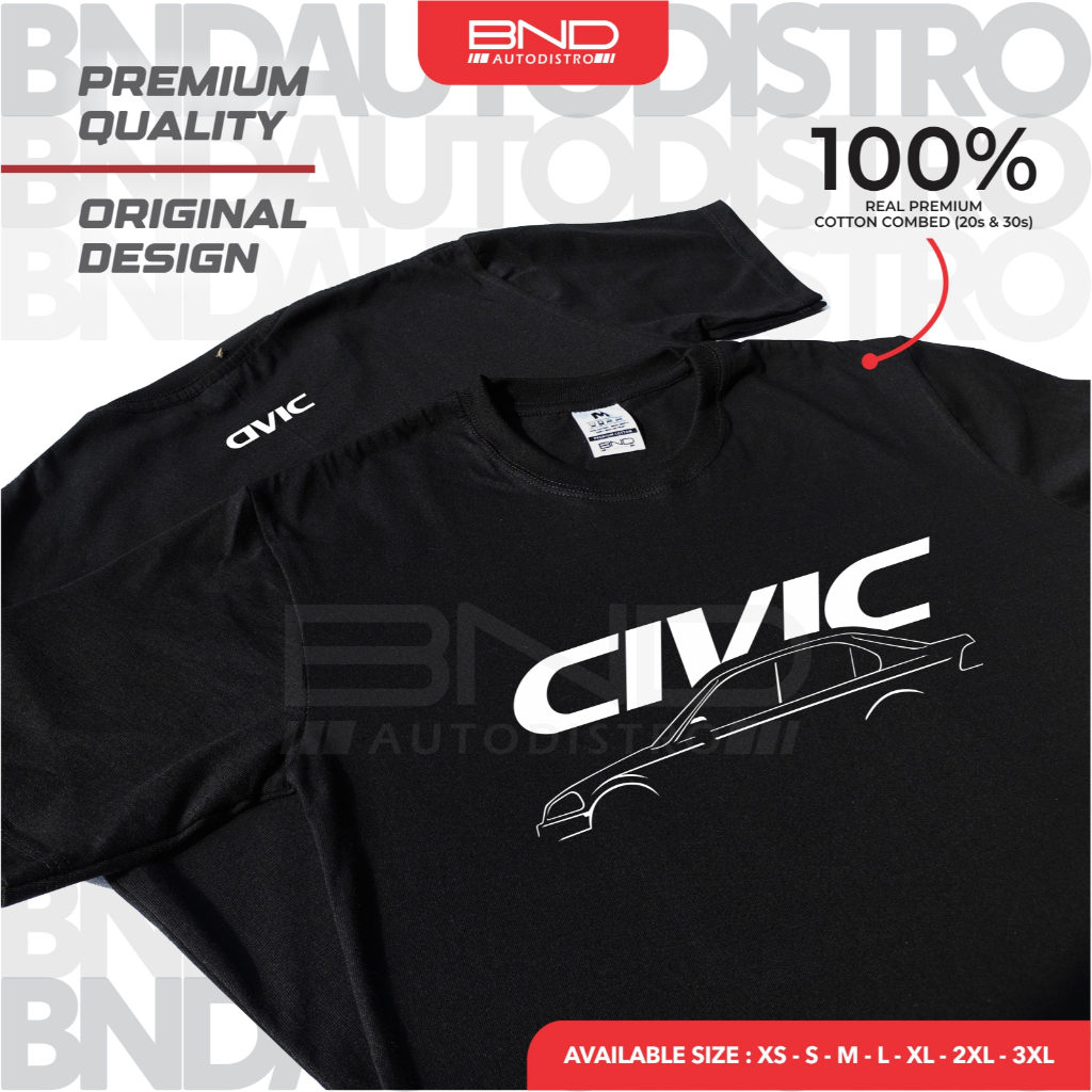 Kaos Honda Civic Ferio SIDE T-Shirt Baju Kaos Siluet Civic Ferio Kaos Mobil Premium Quality