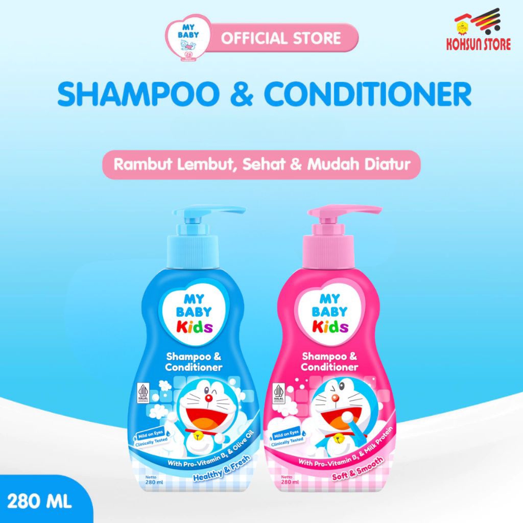 My baby kids shampoo & conditioner 280ml pump_ shampo my baby kids
