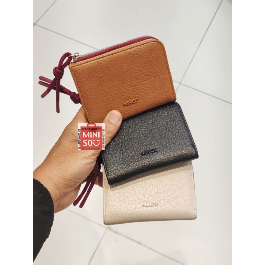 MINISO Dompet Lipat & Koin Rope Knot Wallet (12x3x9cm) BROWN / BEIGE / BLACK