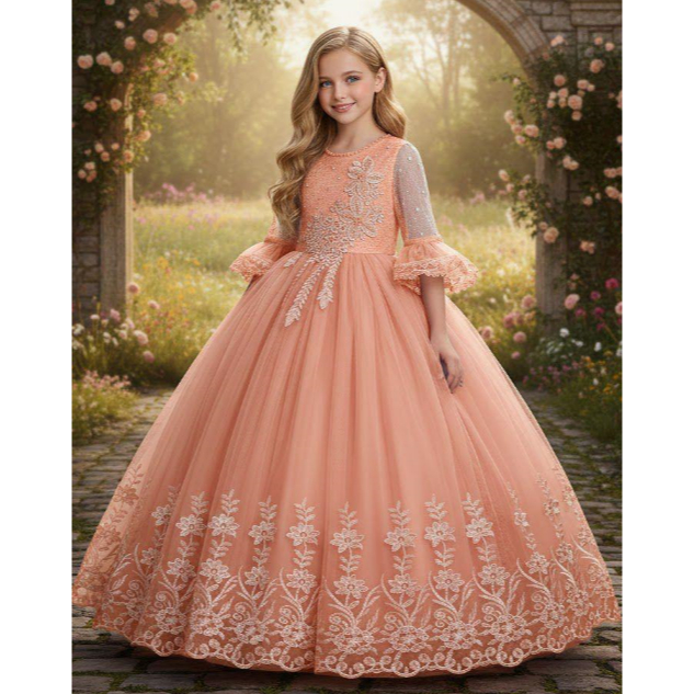 MSS-2025-Gaun  natal anak dress natal anak baju natal anak gaun kembang anak gaun mewah gaun payet d