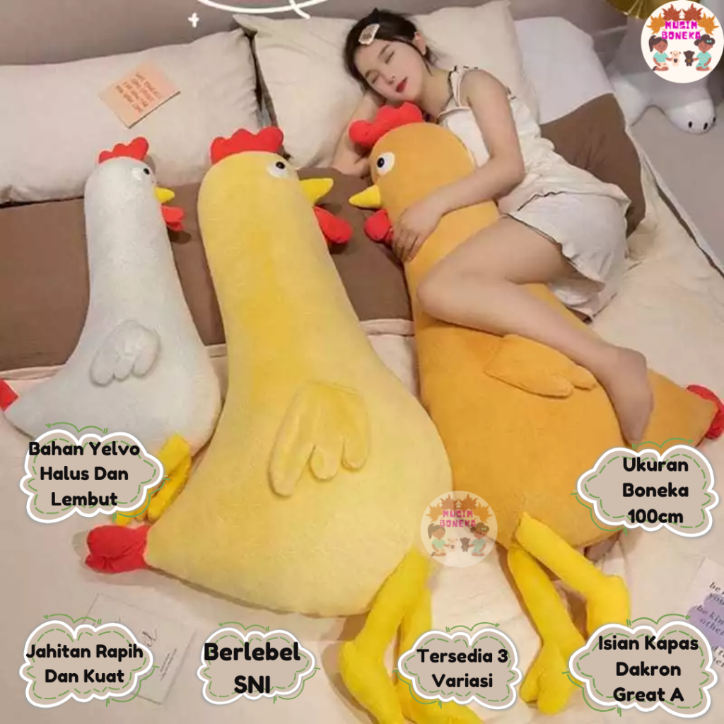 Boneka Bantal Guling Karakter Ayam ukuran 100cm Lucu dan Imut Guling Ayam Jumbo