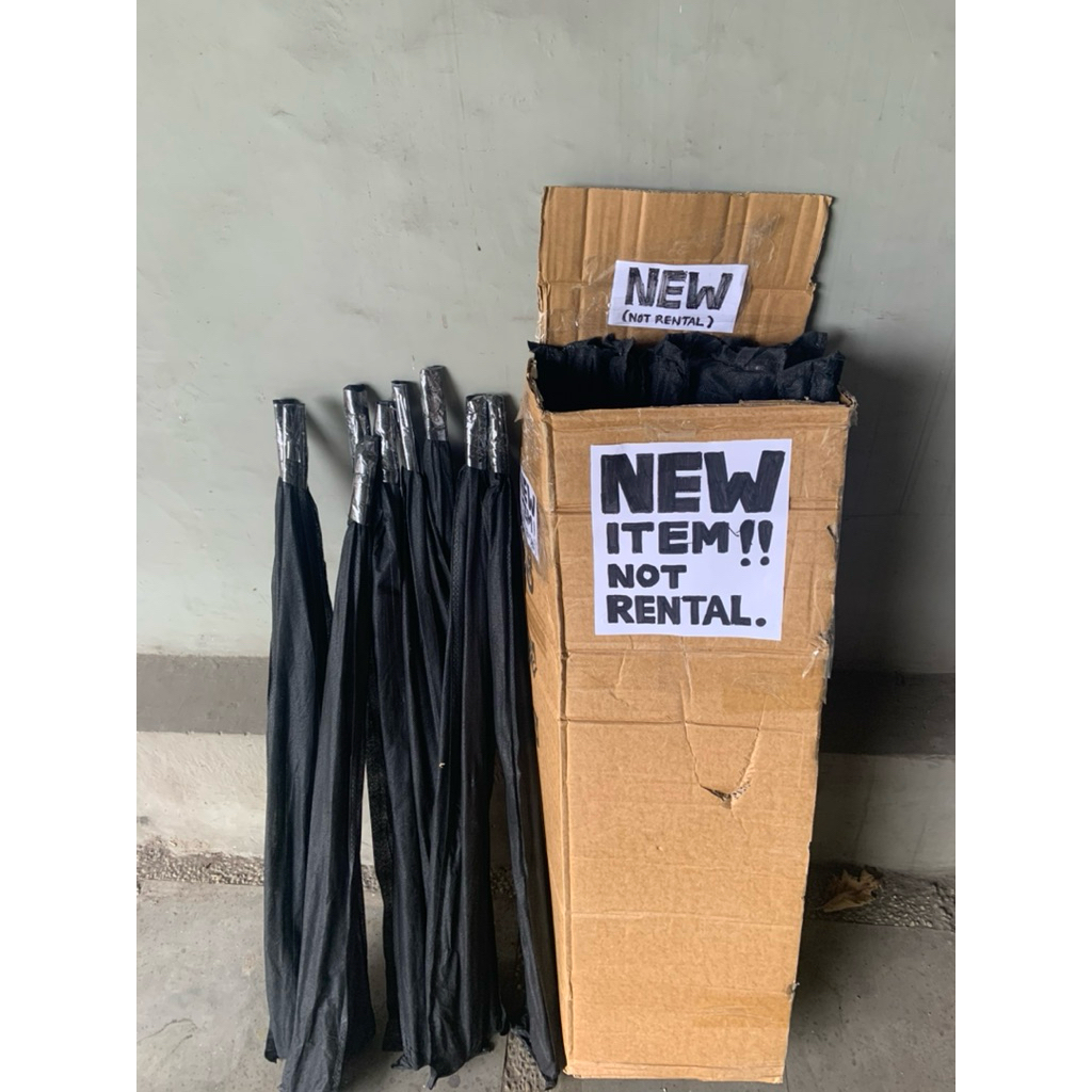 standing x banner bahan besi