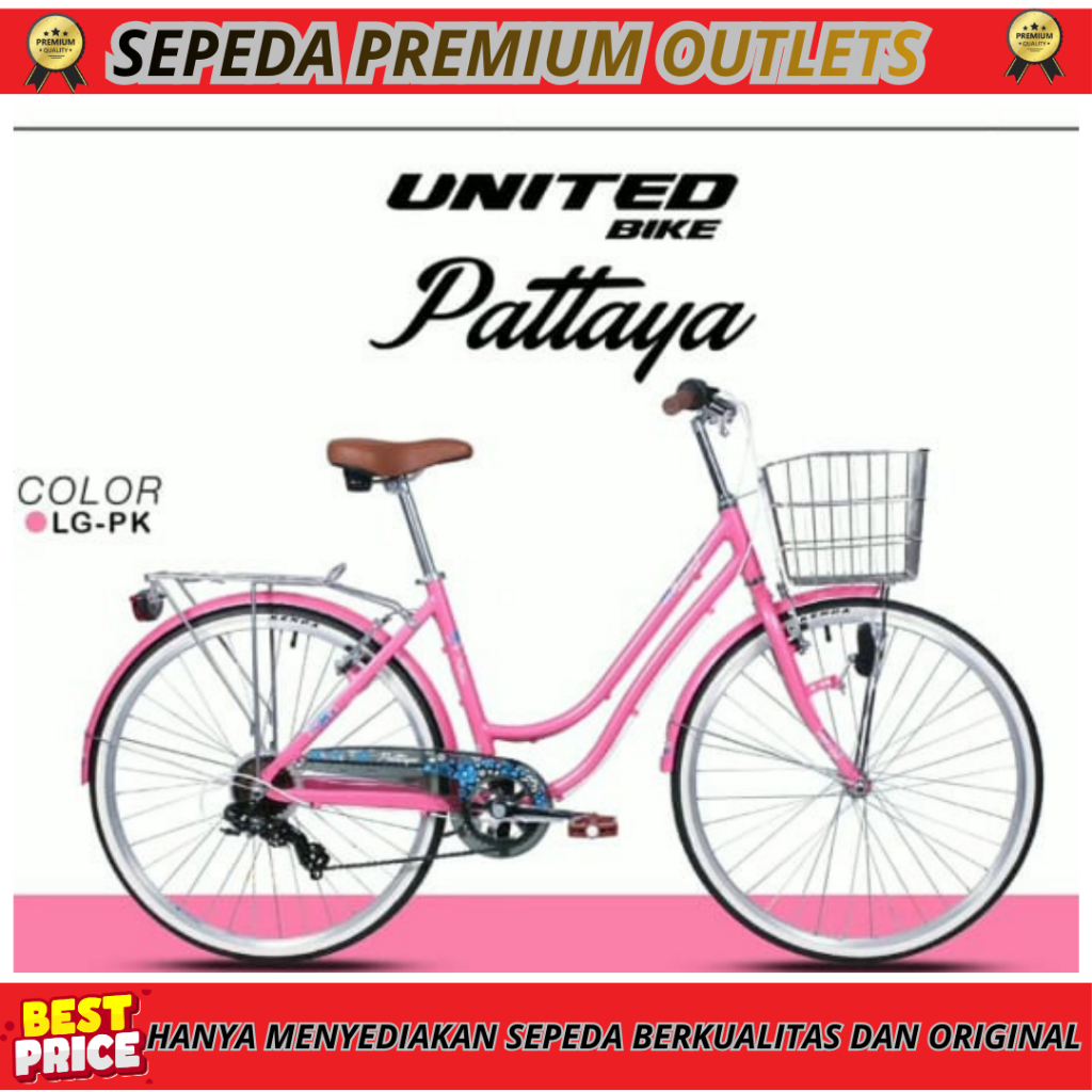 SEPEDA CITY BIKE 26 MINI KERANJANG UNITED PATTAYA ALLOY