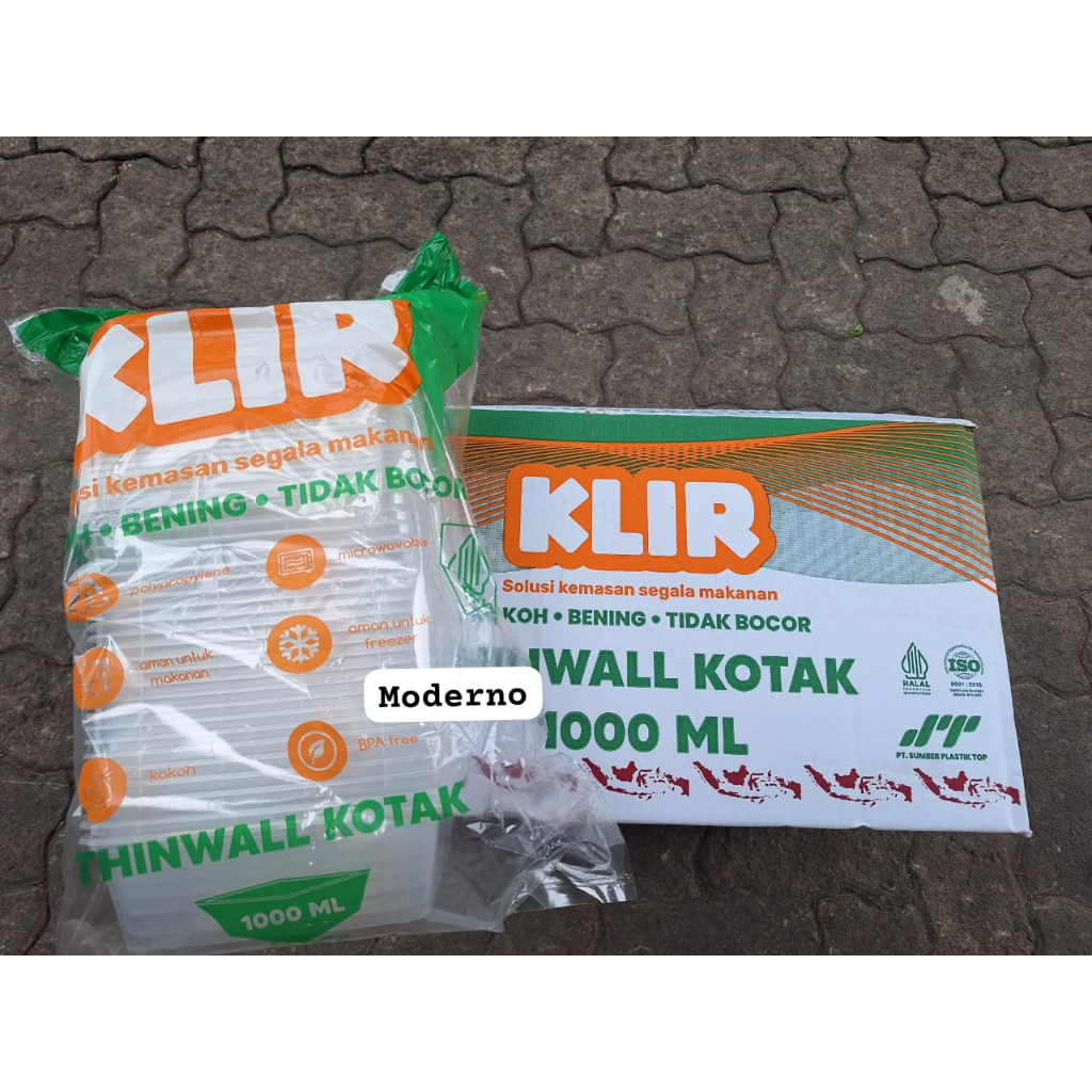 PERKARTON - Thinwall Klir Plastik Kotak 1000ml - KLIR Thinwall Square 1000ml