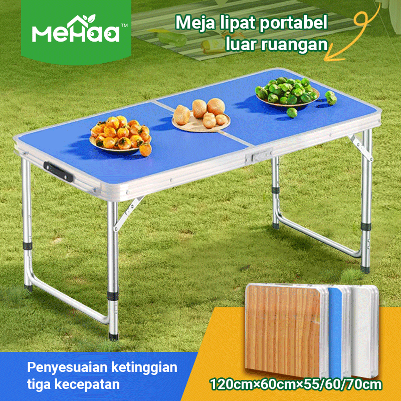 Mehaa Meja Lipat Portable 120x60 Koper Alumunium - Meja Jualan Stand Booth Bazar Outdoor Camping Fle