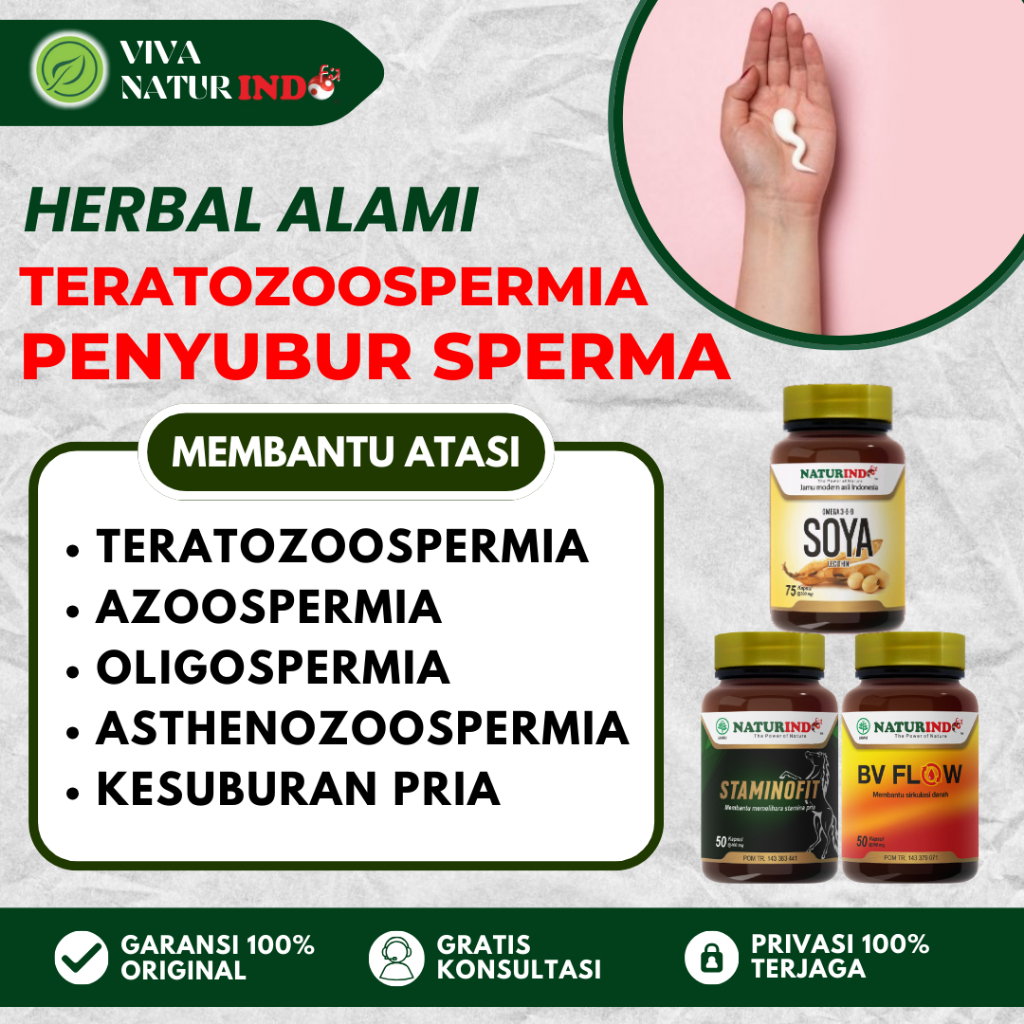 Obat Herbal Teratozoospermia Bentuk Sperma Abnormal Penyubur Pengental Sperma Pria NATURINDO
