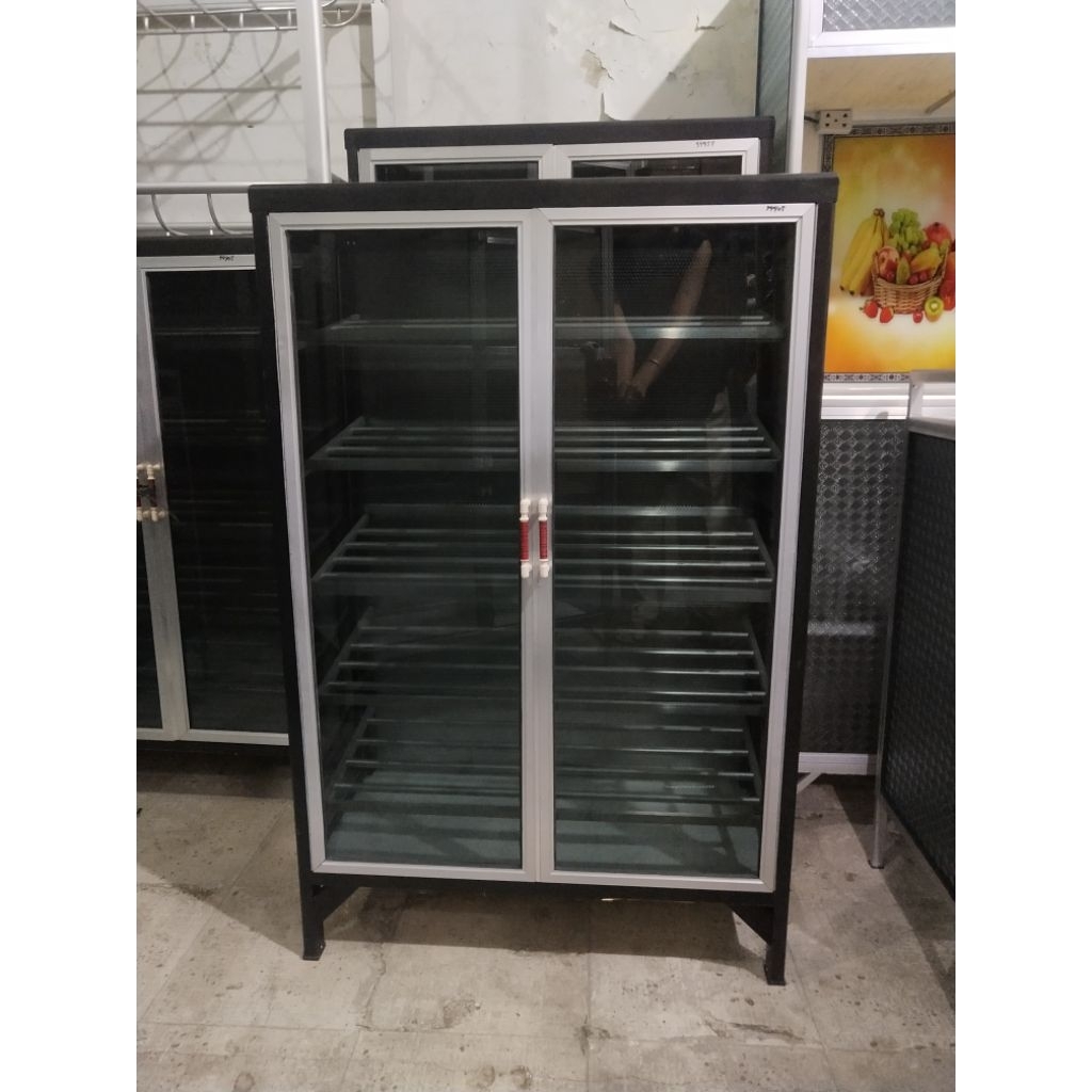 LEMARI RAK SEPATU KACA 5 SUSUN ALUMUNIUM SUPER TEBAL KOKOH KUAT AWET DIPAKAI BERTAHUN-TAHUN, KACA TE