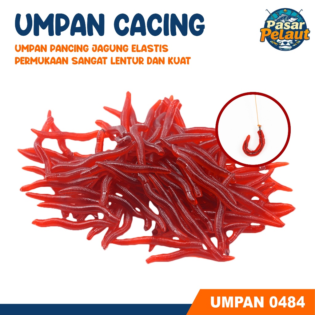 PASAR PELAUT 50pcs 3.5cm Soft Worm Umpan Cacing Buatan Soft Bait WormCacing