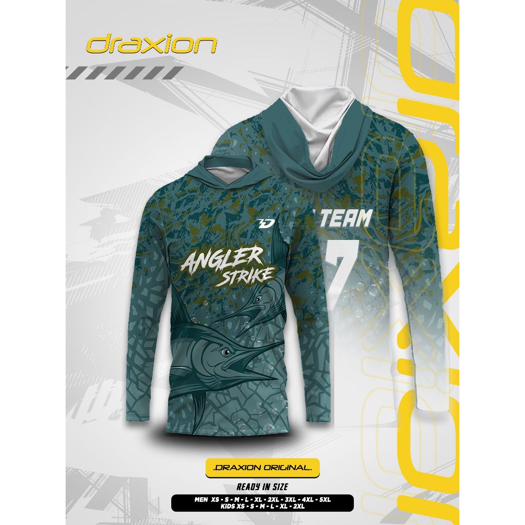 Baju Mancing Hoodie Dryfit Draxion – Jersey Mancing Lengan Panjang Anti UV Adem