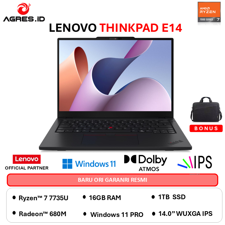 LENOVO THINKPAD E14 G6 RYZEN 7 7735U 16GB 1TB 14.0WUXGA W11PRO 3Y BLK -6NID