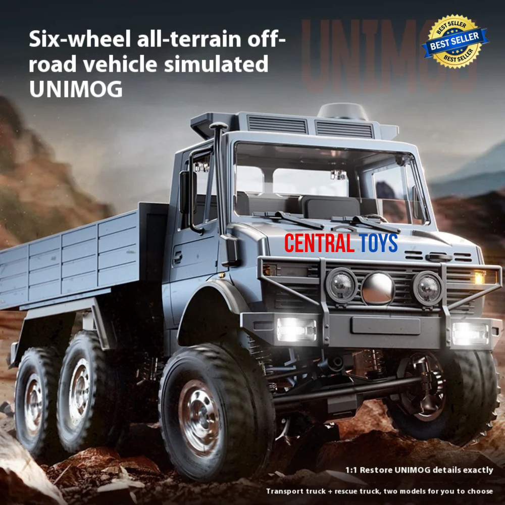 JJRC C8823 UNIMOG rc truck 6 x 6 six wheel drive 2.4ghz full propo RTR mainan truk off road