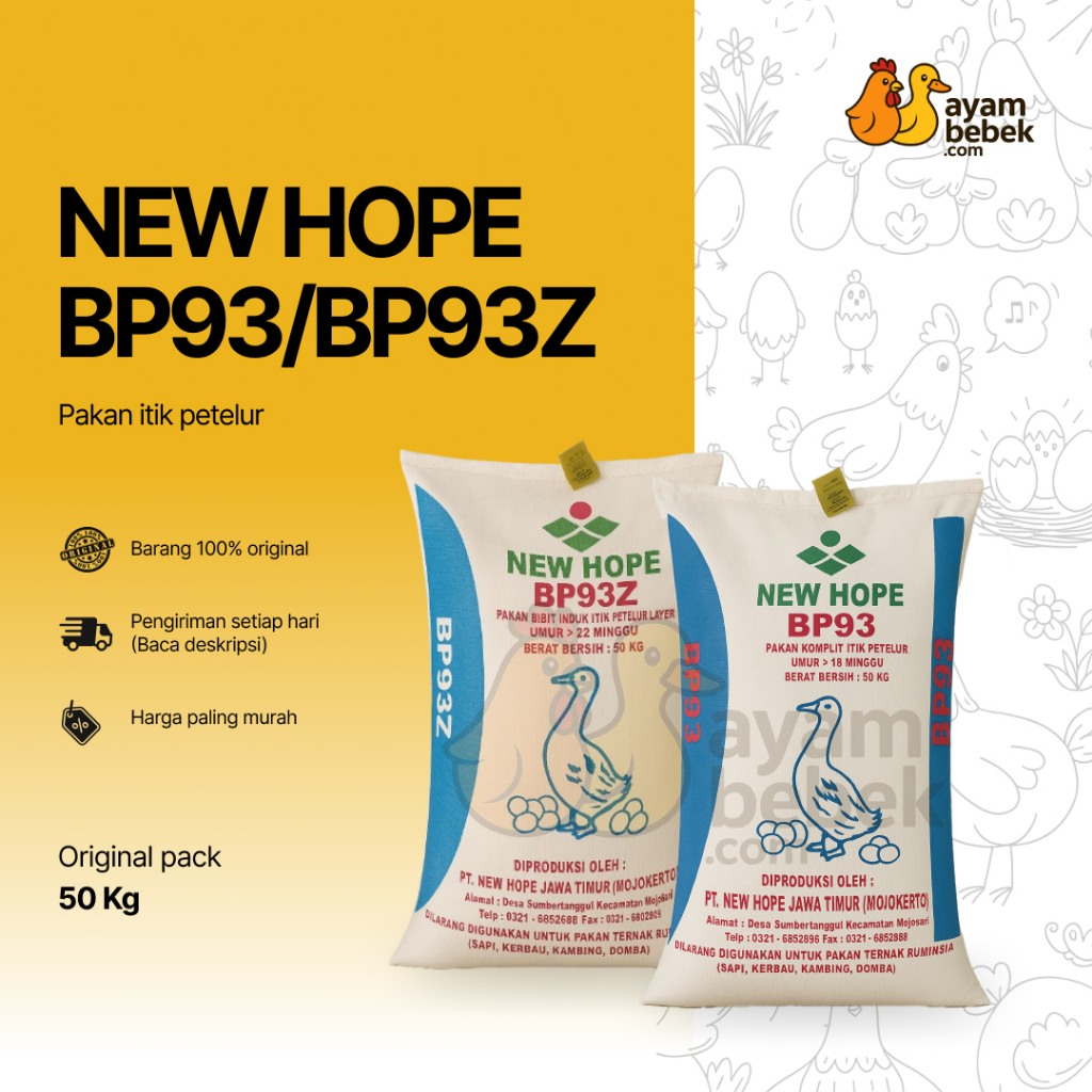 New Hope BP93/BP93Z - Pakan Itik / Bebek / Entok Petelur | GROSIR 20KG - 50KG | AyamBebek Pakan dan 